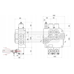 Hidraulinis skirstytuvas 2 sekcijų 80l badestnost