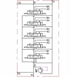 5 sekcijų hidraulinis skirstytuvas, 40l stūmoklis