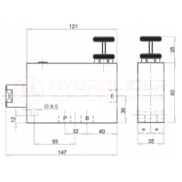 Hidraulinis vožtuvas vpr3 daliklis su reguliavimu 60l