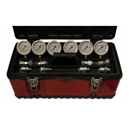 Rinkinys alyvos slėgiui hidraulinėje sistemoje matuoti