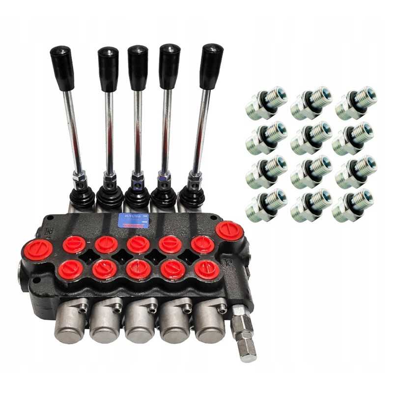 5 sekcijų skirstytuvas, 40l, spenelių komplektas