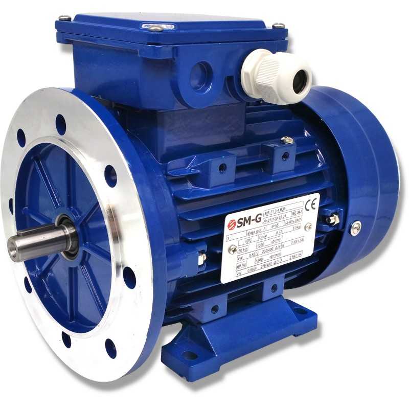 Variklis su flanšu 0 55kw 230v 1390rpm 3 fazių