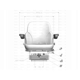 Traktoriaus sears sėdynė yra mechaniškai paminkštinta