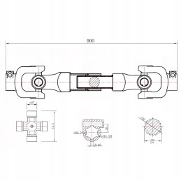 Traktoriaus katerio kardaninis velenas 90 v65022