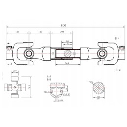 Traktoriaus pjaustytuvo kardaninis transmisijos velenas 80cm v65021