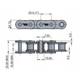 Ritininė grandinė sustiprinta 16ah 1 ansi a 80h r1 1 5m