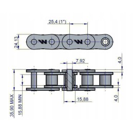 Ritininė grandinė sustiprinta 16ah 1 ansi a 80h r1 1 5m