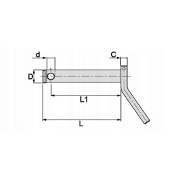 Tvirtas kaištis su rankena 124mm fi 28mm kaištis