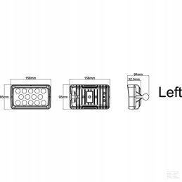 LED darbo lempa, stačiakampė, kairė, 21w, 2600lm