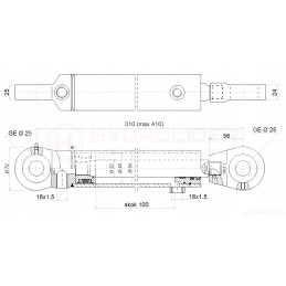 Cilindras, hidraulinis stūmoklis, eiga 100mm