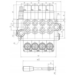 Hidraulinis skirstytuvas, 4 sekcijų, 40l, pajungimo skląstis