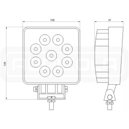 Darbo lempa 9xled 1430 lm 24w jungtis