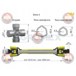 Ritininis velenas 1010 1500 mm 460 nm 50270 CE Warynski