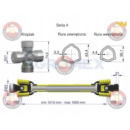 Ritininis velenas 1010 1500 mm 460 nm 50270 CE Warynski