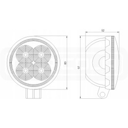 Darbo lempa 4xLED 700 lm 14w jungtis