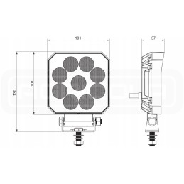Darbo lempa 9xled 1133 lm 20w jungtis