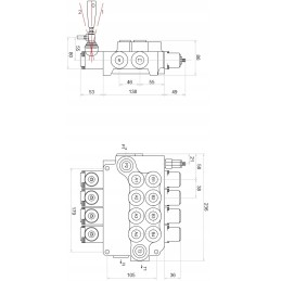 4 sekcijų hidraulinis skirstytuvas, 4 sekcijų, 80l