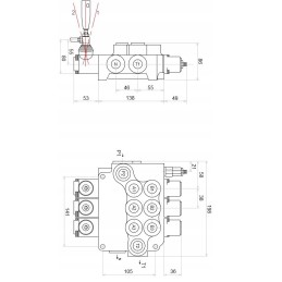 3 sekcijų hidraulinis skirstytuvas, 3 sekcijų, 80l