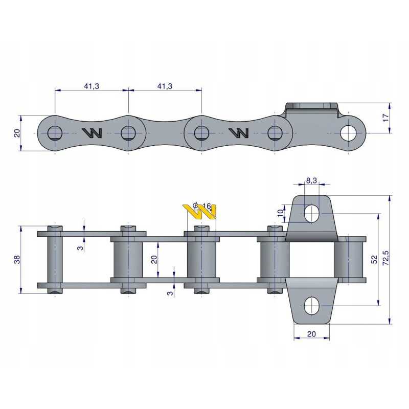 Waryn bizonų rekordinio konvejerio vidurinė grandinė