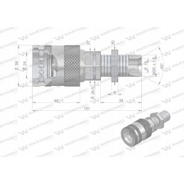 Hidraulinė greitoji jungtis, ilgas lizdas su eliminato