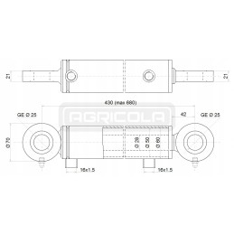 Hidraulinis stūmoklio cilindras 50 28 taktų 250mm l 430