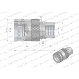 Hidraulinės greitosios jungties lizdas su šalintuvu c