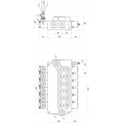 6 sekcijų hidraulinis skirstytuvas, 6 sekcijų, 80l