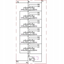 6 sekcijų hidraulinis skirstytuvas, 6 sekcijų, 80l