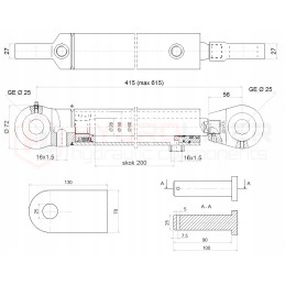 Hidraulinė pavara 50 28 200 l 410 galios hidrolideris
