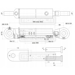 Hidraulinė pavara 50 28 350 l 582 galios hidrolideris