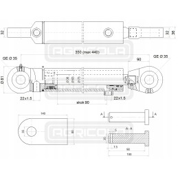Hidraulinė pavara 63 36 90 l 350 galios hidrolideris