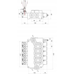 Hidraulinis skirstytuvas, 5 sekcijos, 5 sekcijos, 80l
