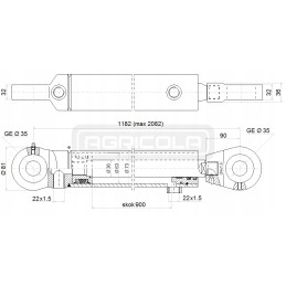Hidraulinis stūmoklio cilindras 63 36 taktų 900mm l 1182