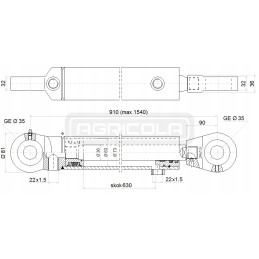 Hidraulinis stūmoklio cilindras 63 36 taktų 630mm l 910