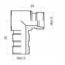 Kampinė hidraulinė jungtis, nipelis 16-18