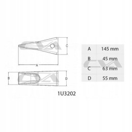 Katės kaušo dantys 436b 426b 438c 20 mm storio ašmenims 1u3202
