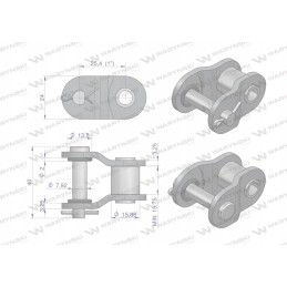 Grandinės jungtis su sandarinimo žiedu ANSI A 80 R1 1 var