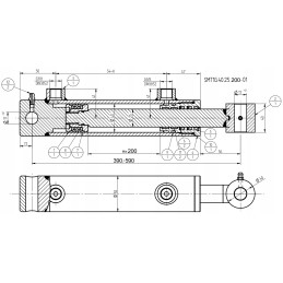 Plonas hidraulinis cilindras smt1g 40x25 taktų 200