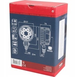 Halogeninė apvali LED darbinė lempa 24w 1500lm 10 30