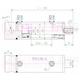 Hidraulinė pavara strypams 40 22 60 l 178 hidrolideris