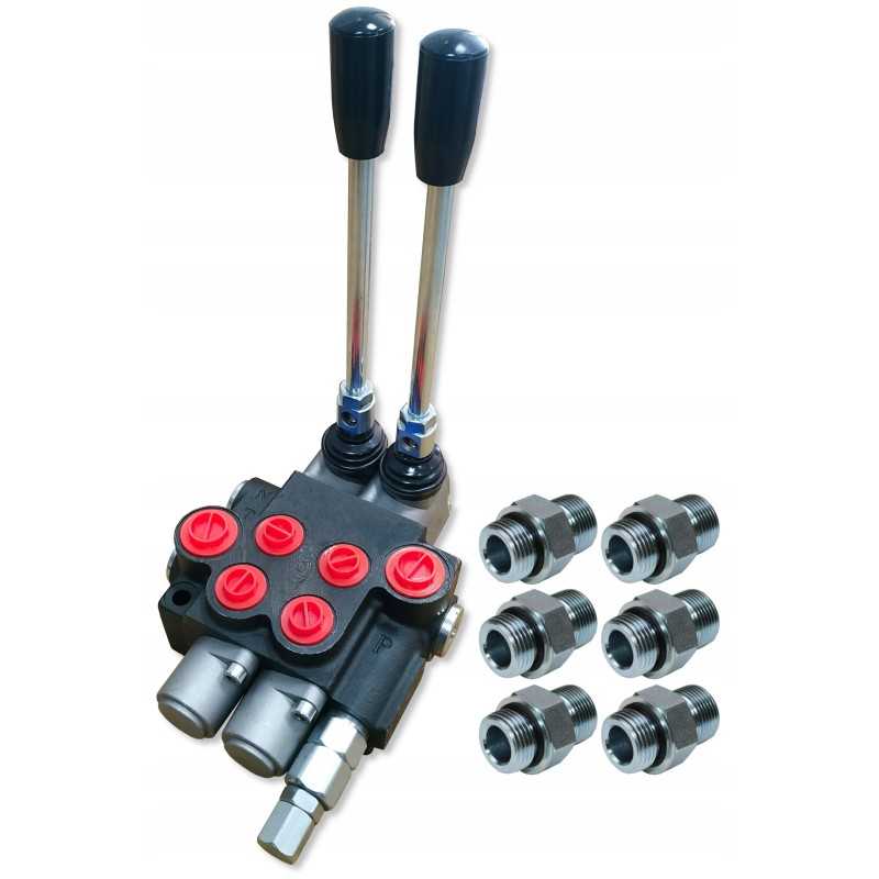 Hidraulinis skirstytuvas, 2 sekcijų, 80l jungtys