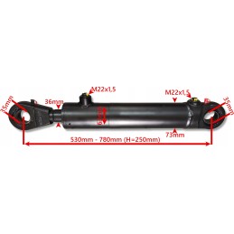 Cilindro pavara, eiga 250 mm, griebtuvo tvirtinimas