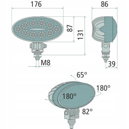 Ovali darbo šviesa 10 LED 2400 lm 12 24 v