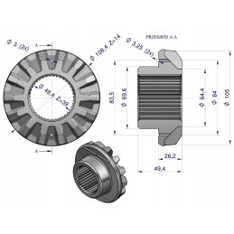 Diferencialo žiedinė pavara mf3 4 orig gim