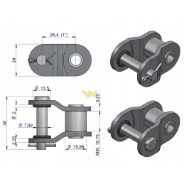 Grandinės jungtis su sandarinimo žiedu ANSI A 80 R1 1 var