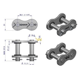 Grandinės užraktas su sandarinimo žiedu ansi a 120 r1 1 1 2 wa