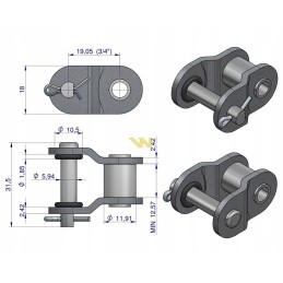 Grandinės jungtis su sandarinimo žiedu ANSI A 60 R1 3 4 col