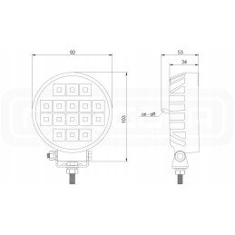Darbo lempa 16xled 2400 lm 16w jungtis