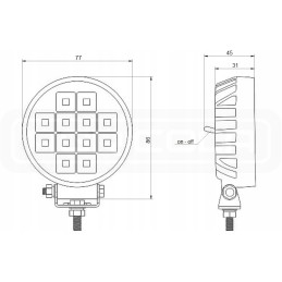Darbo lempa 12xled 1800 lm 12w jungtis