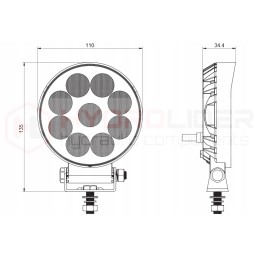 Darbo lempa 9xled 1133 lm 20w jungtis